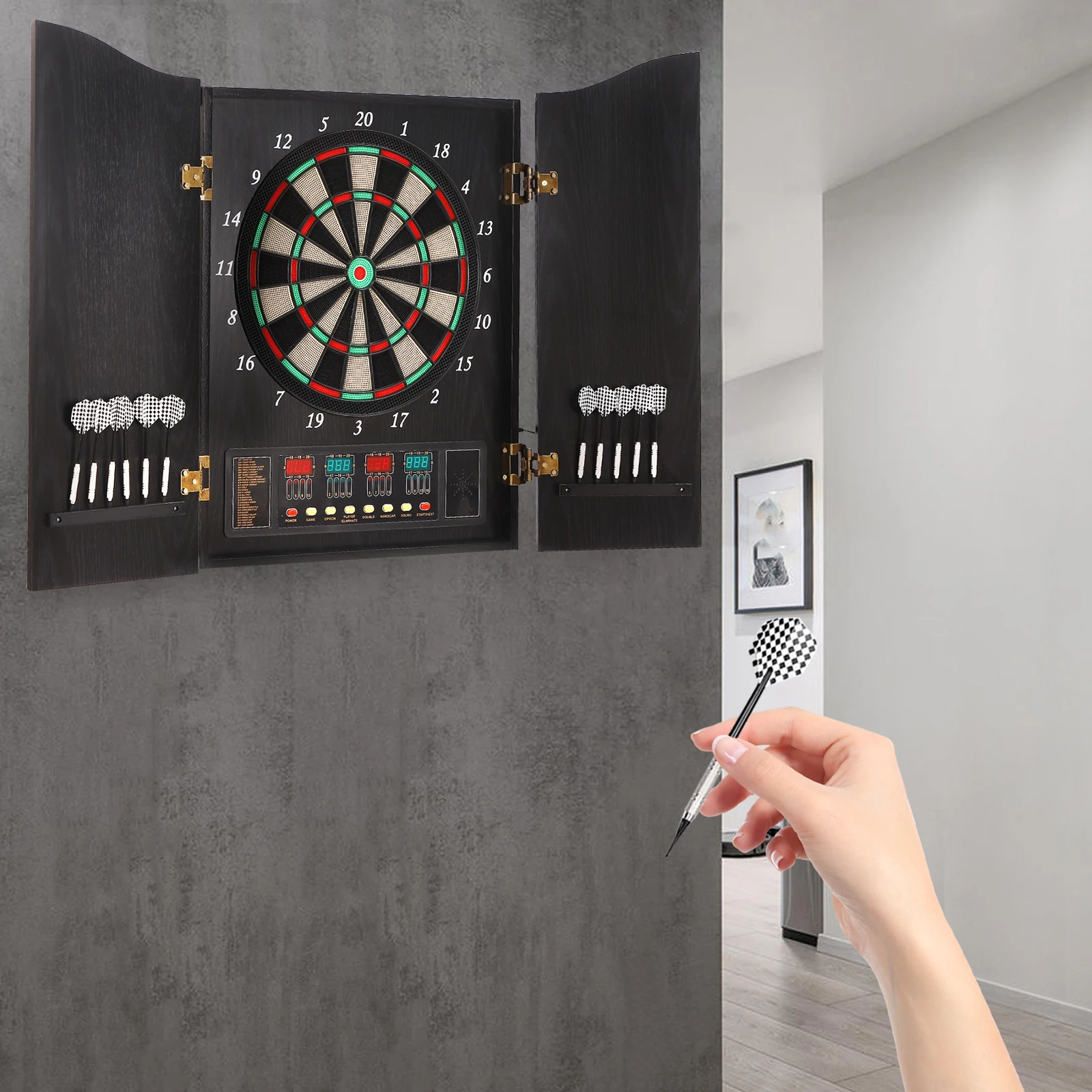 Dartboard Cabinet Set Dart Boa - Electronic Dartboard Cabinet avis et prix